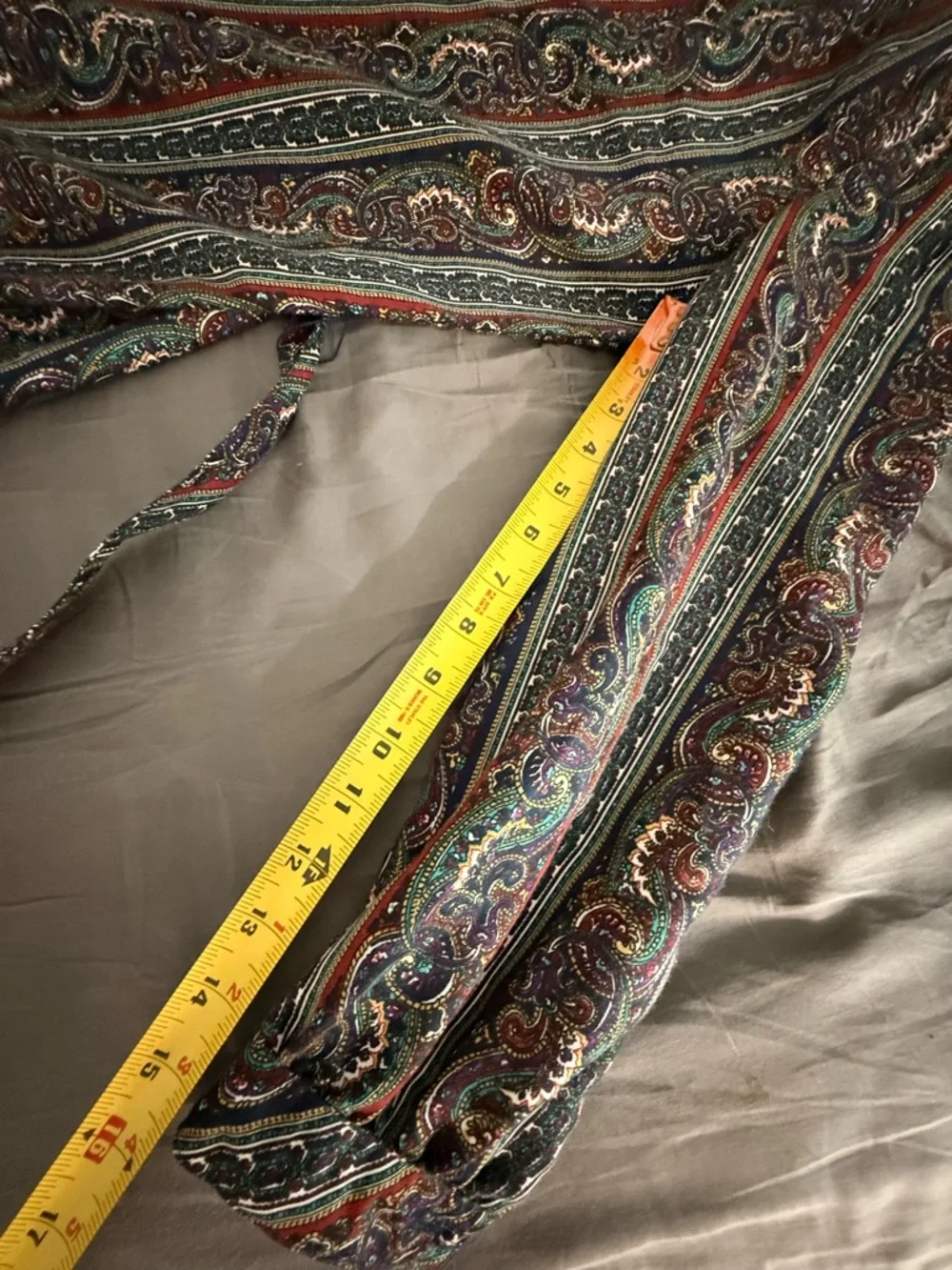 Paisley Print Long Sleeve Shirt Dress in Navy and Burgundy - Picture 13 of 13